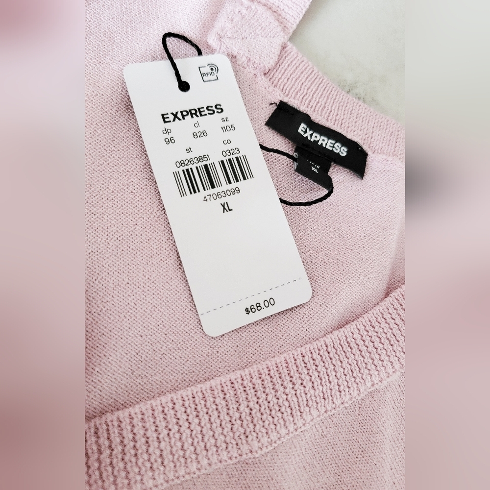 Express Light Pink V-Neck Sweater Size XL - Picture 6 of 8